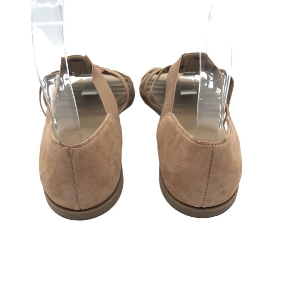 Eileen Fisher Rato Elastic Tan Nubuck Gladiator Sandals Flats Size 5 - Picture 4 of 6